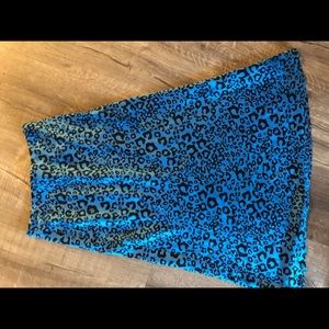 Aqua blue leopard maxi skirt XS